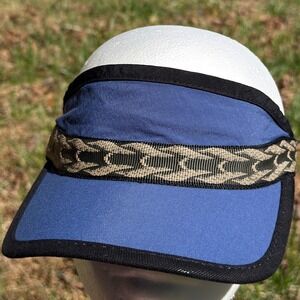 Kavu Visor Hat Adjustable Strap Blue Nylon Sun Patterned Synthetic Hiking USA